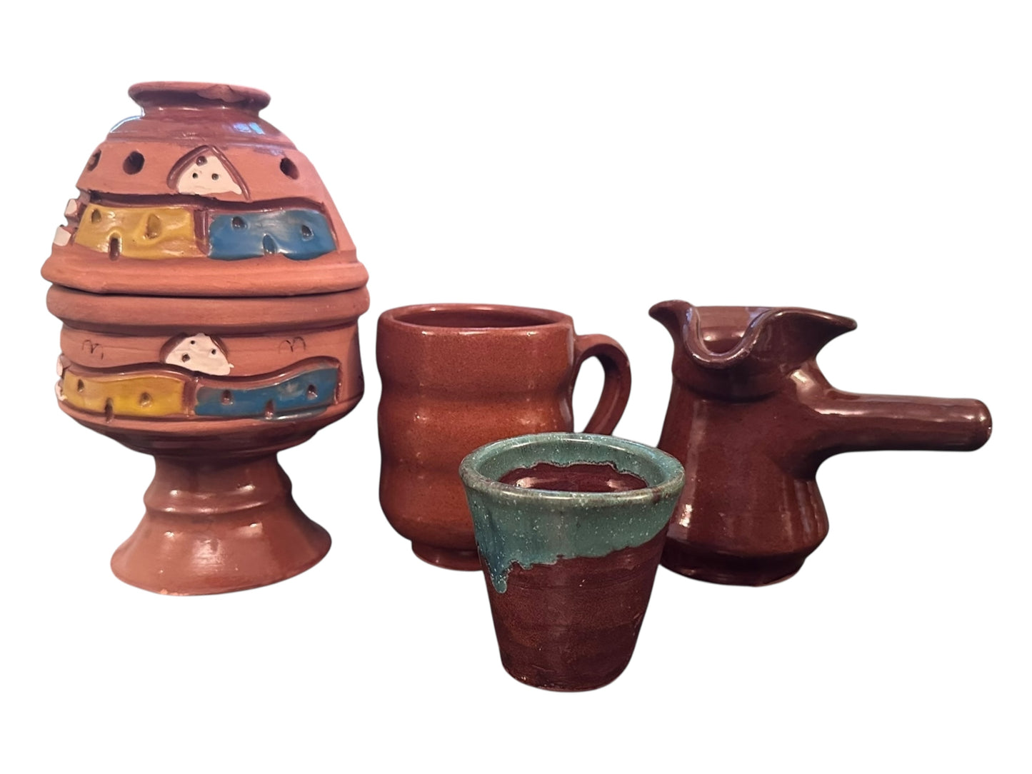 Turkish Clay Coffee Set – Includes Coffee Pot, 2 Cups, Incense Burner & Gift Samples