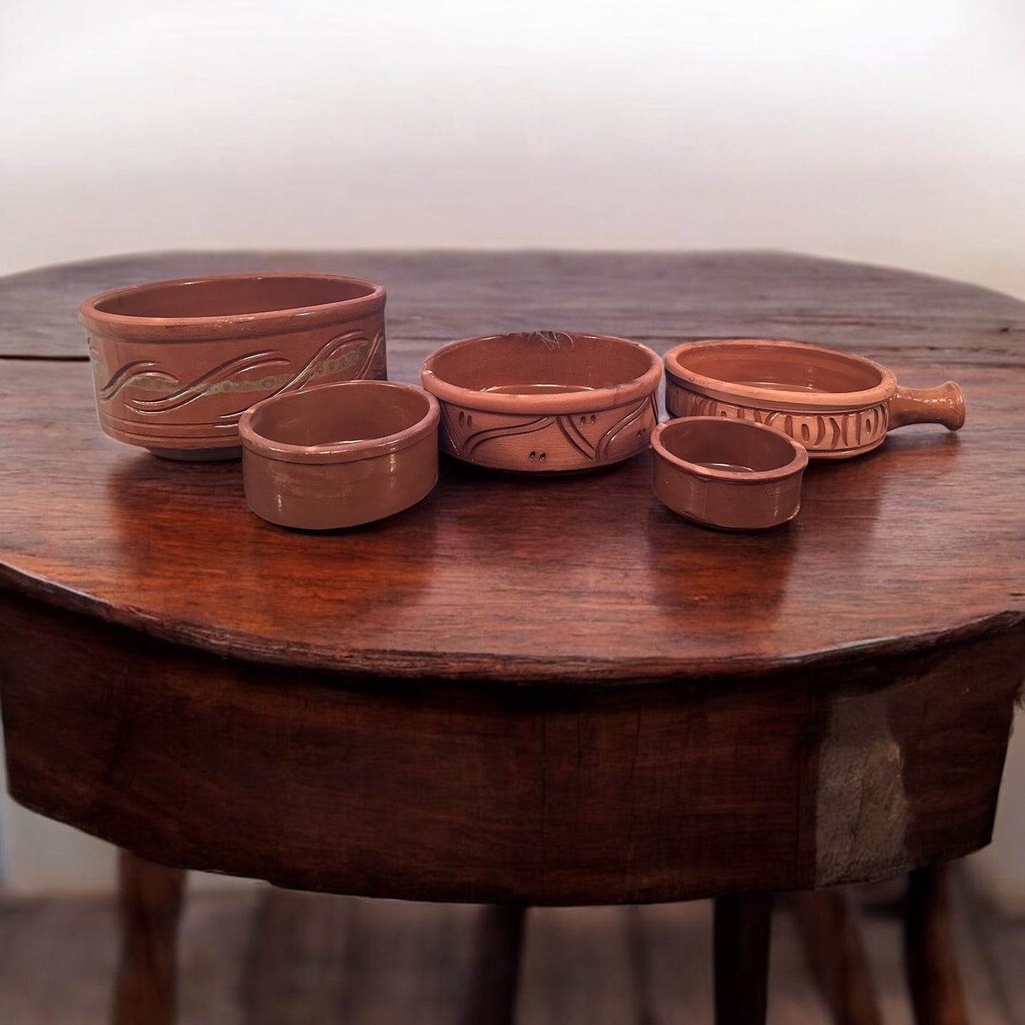 Handcrafted Clay Tagine Set – 5-Piece Traditional Cookware (with Pan)