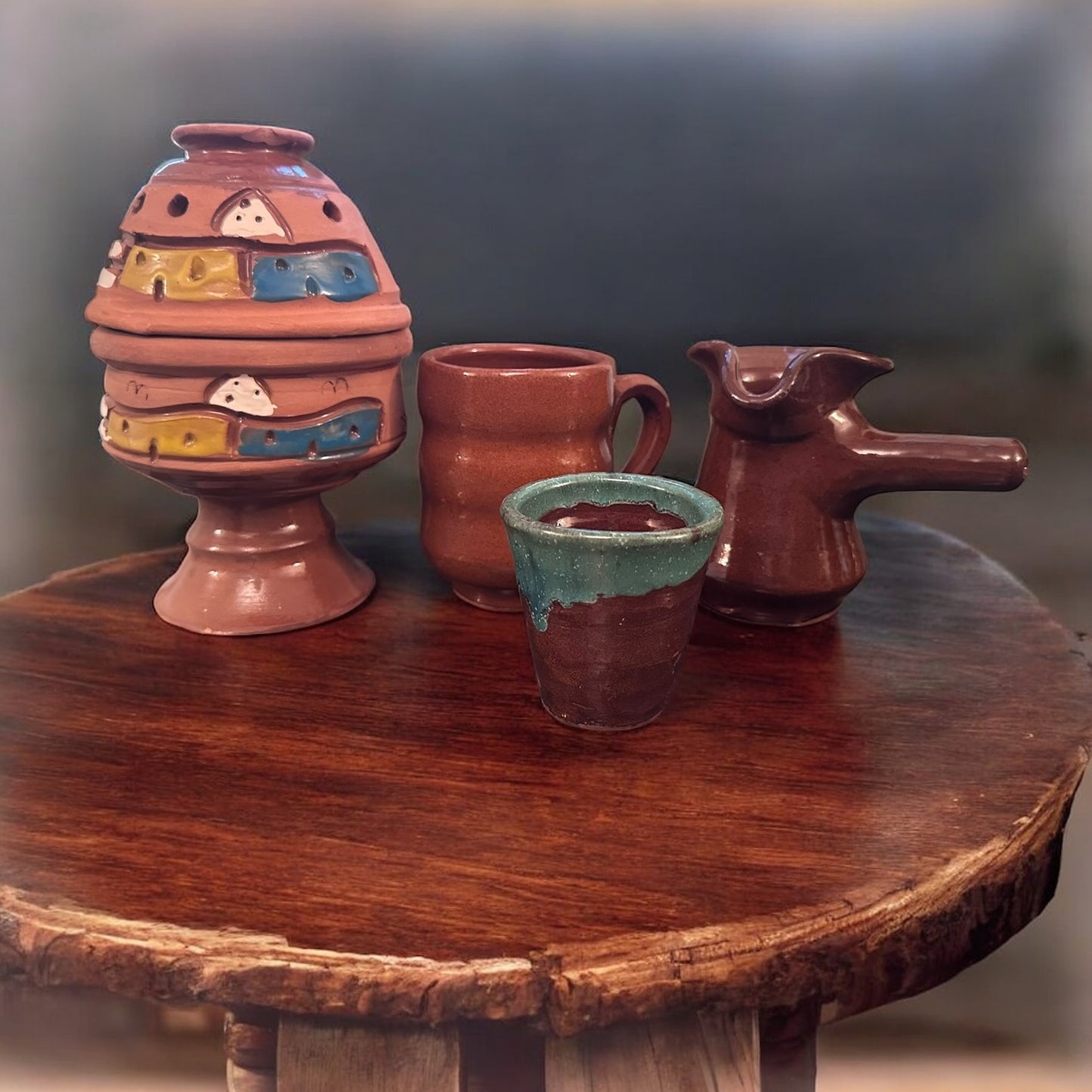 Turkish Clay Coffee Set – Includes Coffee Pot, 2 Cups, Incense Burner & Gift Samples