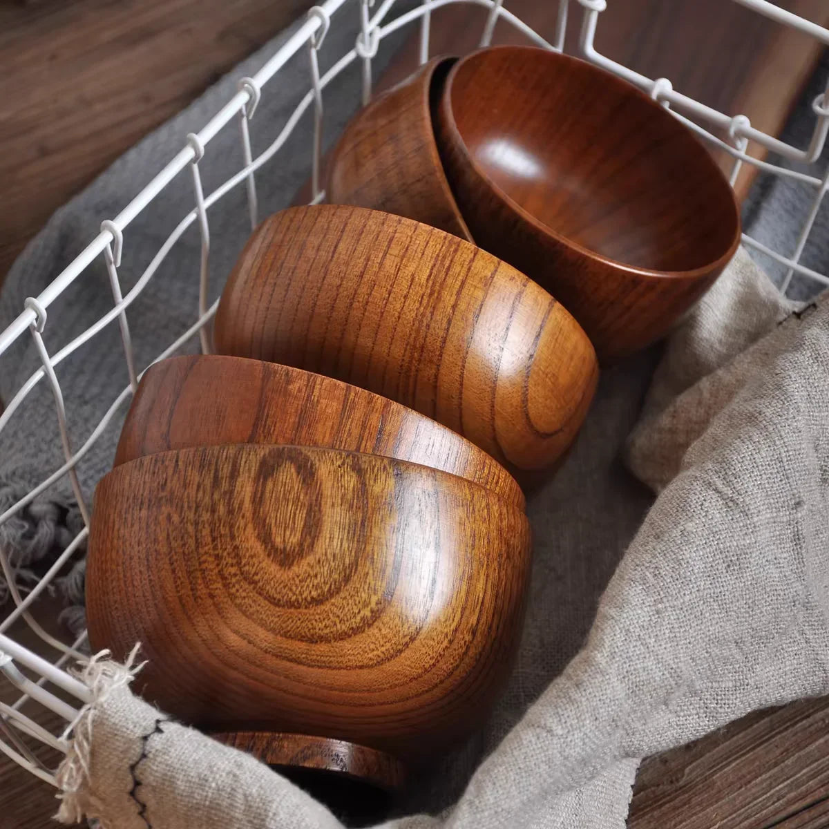 Ciotole in legno giapponesi, in legno di giuggiola, per bambini, neonati, adulti, piccole ciotole per zuppa, insalatiere in legno massello, stoviglie per la casa retrò