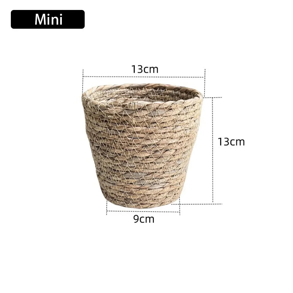 1 pz per giardino terrazze vaso di fiori cestino in rattan paglia fioriera cestino erba intrecciata vaso di fiori mobili decorazione mini/S/M/L