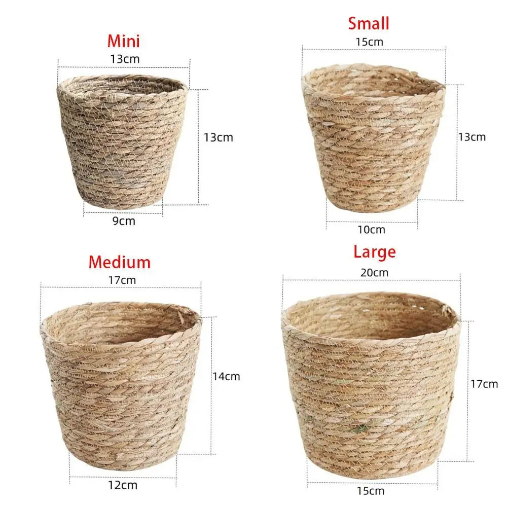 1 pz per giardino terrazze vaso di fiori cestino in rattan paglia fioriera cestino erba intrecciata vaso di fiori mobili decorazione mini/S/M/L