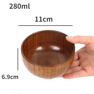 Ciotole in legno giapponesi, in legno di giuggiola, per bambini, neonati, adulti, piccole ciotole per zuppa, insalatiere in legno massello, stoviglie per la casa retrò
