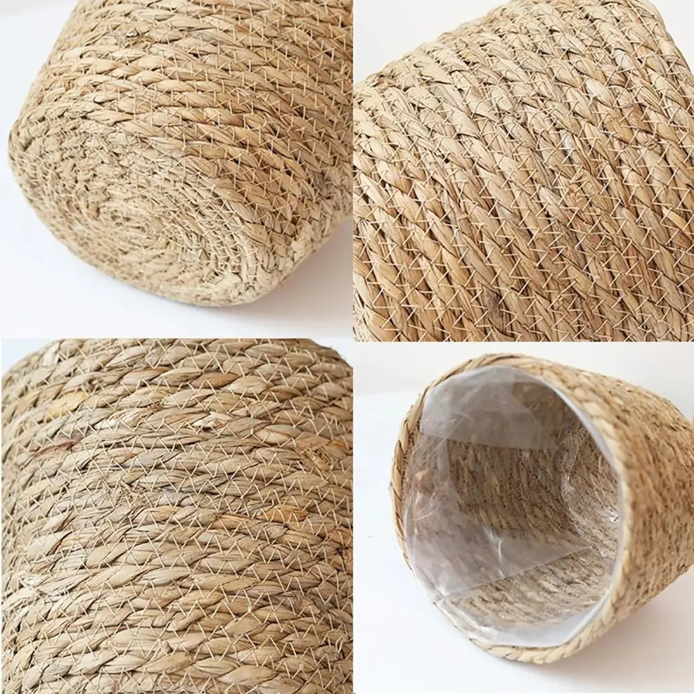1 pz per giardino terrazze vaso di fiori cestino in rattan paglia fioriera cestino erba intrecciata vaso di fiori mobili decorazione mini/S/M/L