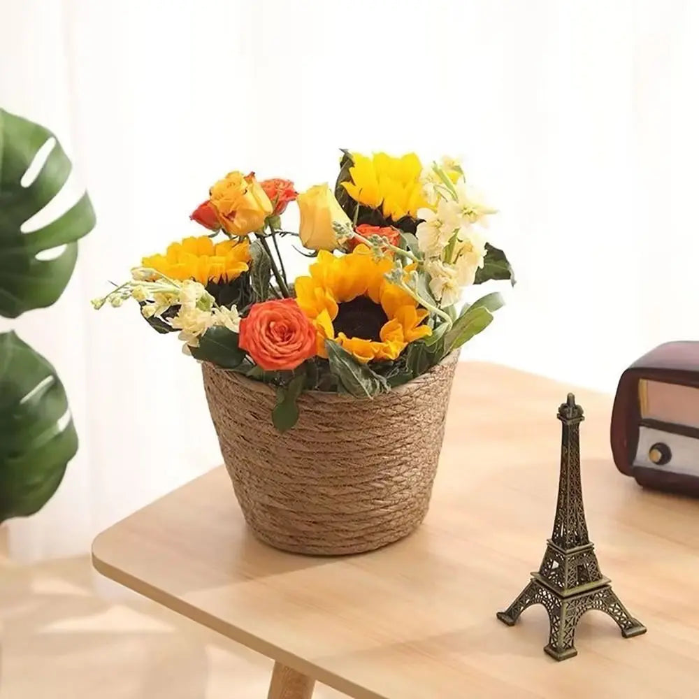 1 pz per giardino terrazze vaso di fiori cestino in rattan paglia fioriera cestino erba intrecciata vaso di fiori mobili decorazione mini/S/M/L