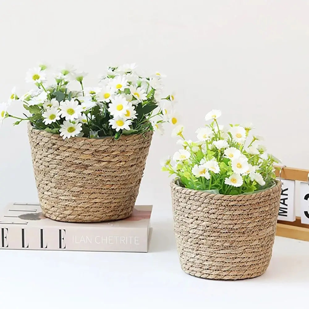 1 pz per giardino terrazze vaso di fiori cestino in rattan paglia fioriera cestino erba intrecciata vaso di fiori mobili decorazione mini/S/M/L