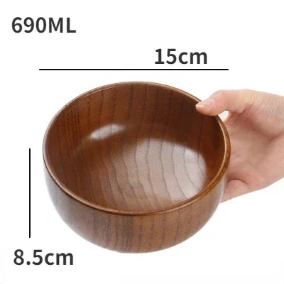 Ciotole in legno giapponesi, in legno di giuggiola, per bambini, neonati, adulti, piccole ciotole per zuppa, insalatiere in legno massello, stoviglie per la casa retrò