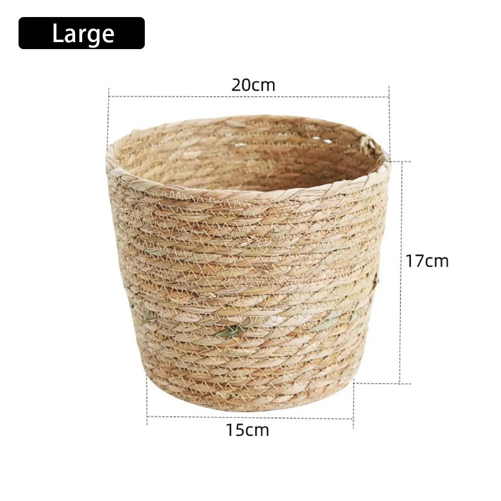 1 pz per giardino terrazze vaso di fiori cestino in rattan paglia fioriera cestino erba intrecciata vaso di fiori mobili decorazione mini/S/M/L