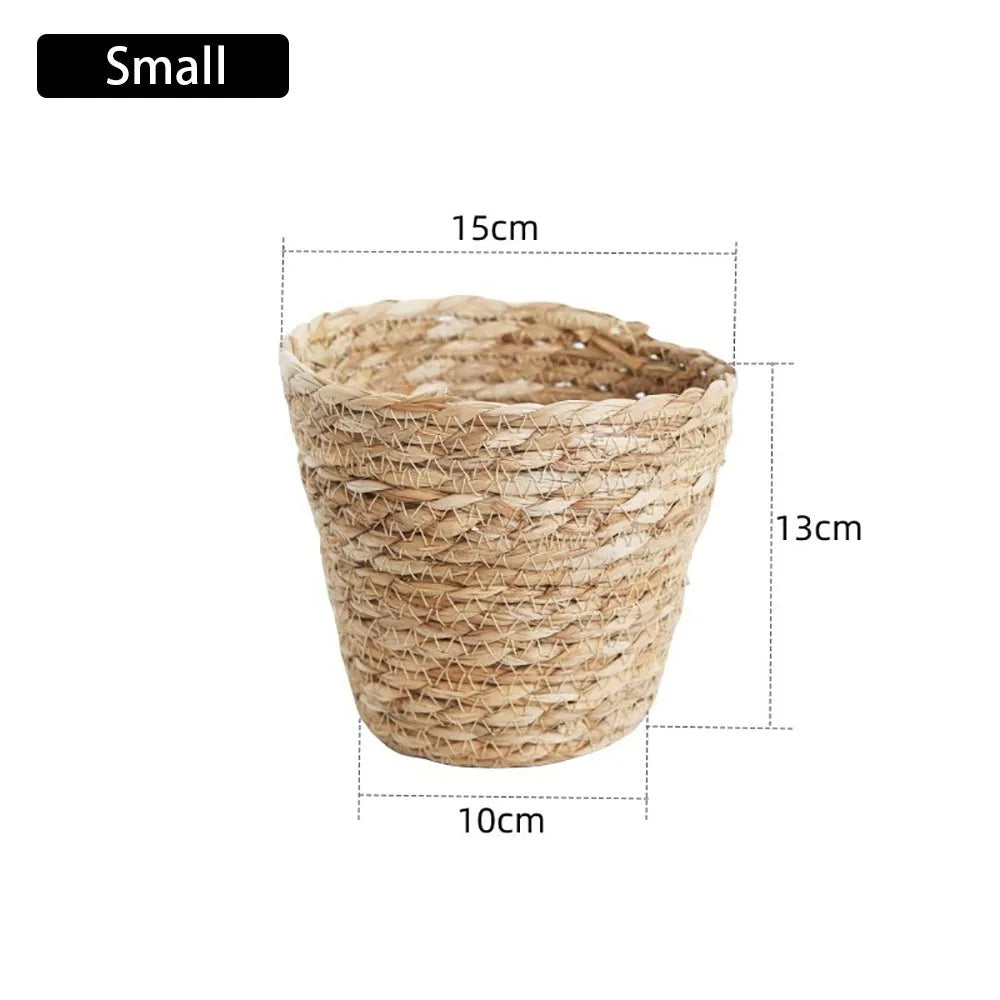 1 pz per giardino terrazze vaso di fiori cestino in rattan paglia fioriera cestino erba intrecciata vaso di fiori mobili decorazione mini/S/M/L