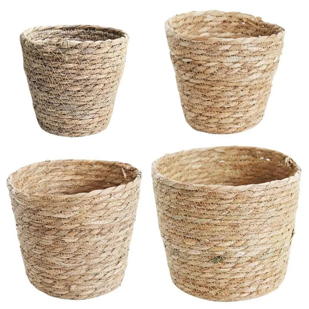 1 pz per giardino terrazze vaso di fiori cestino in rattan paglia fioriera cestino erba intrecciata vaso di fiori mobili decorazione mini/S/M/L