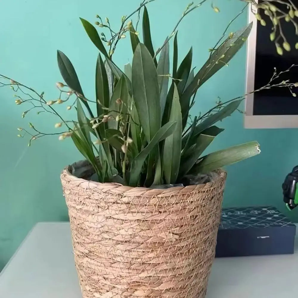 1 pz per giardino terrazze vaso di fiori cestino in rattan paglia fioriera cestino erba intrecciata vaso di fiori mobili decorazione mini/S/M/L