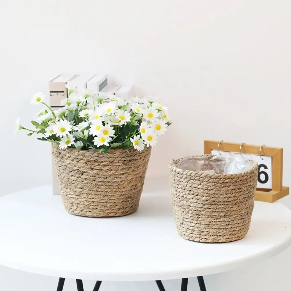 1 pz per giardino terrazze vaso di fiori cestino in rattan paglia fioriera cestino erba intrecciata vaso di fiori mobili decorazione mini/S/M/L