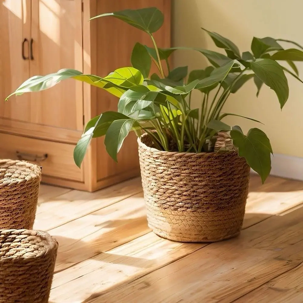 1 pz per giardino terrazze vaso di fiori cestino in rattan paglia fioriera cestino erba intrecciata vaso di fiori mobili decorazione mini/S/M/L