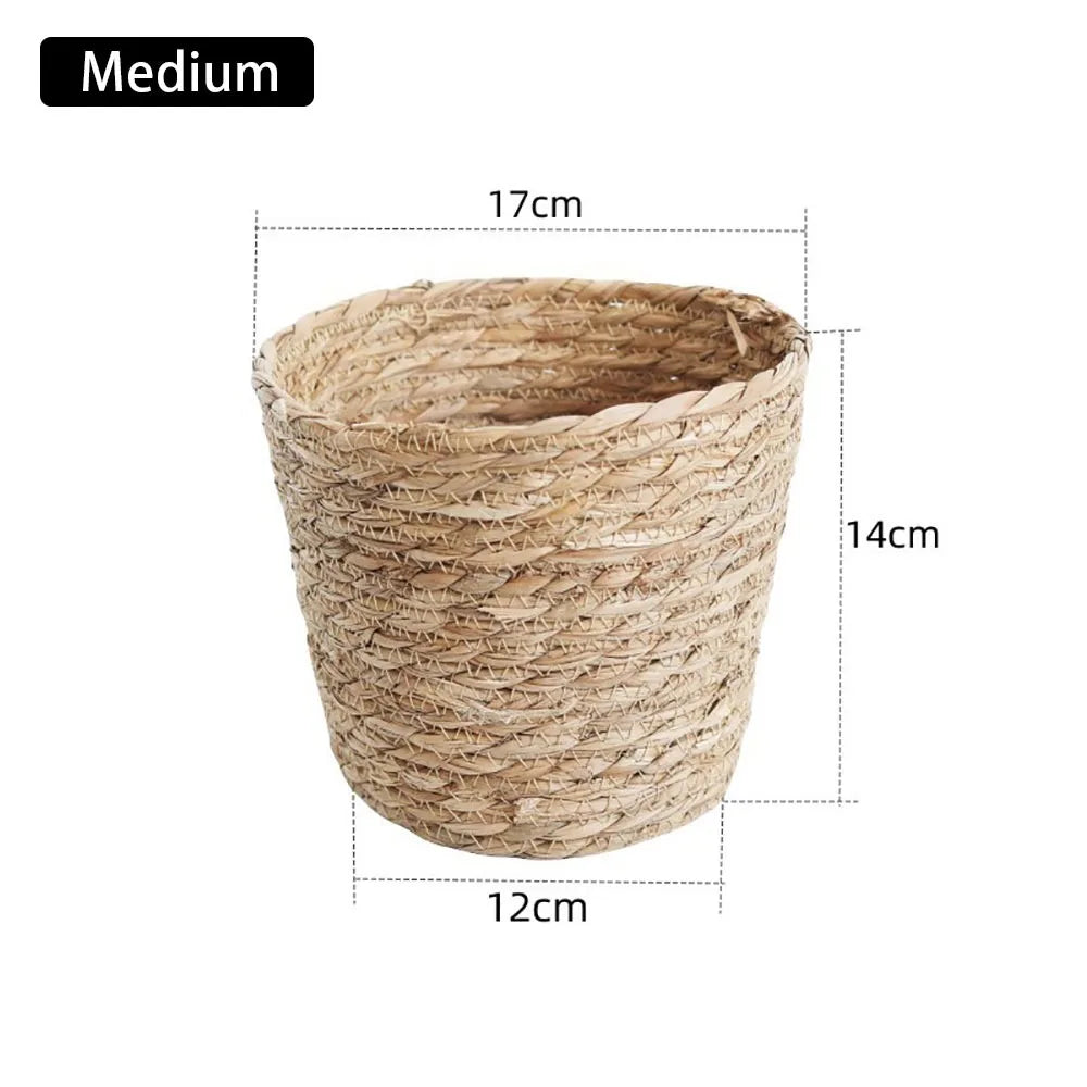 1 pz per giardino terrazze vaso di fiori cestino in rattan paglia fioriera cestino erba intrecciata vaso di fiori mobili decorazione mini/S/M/L