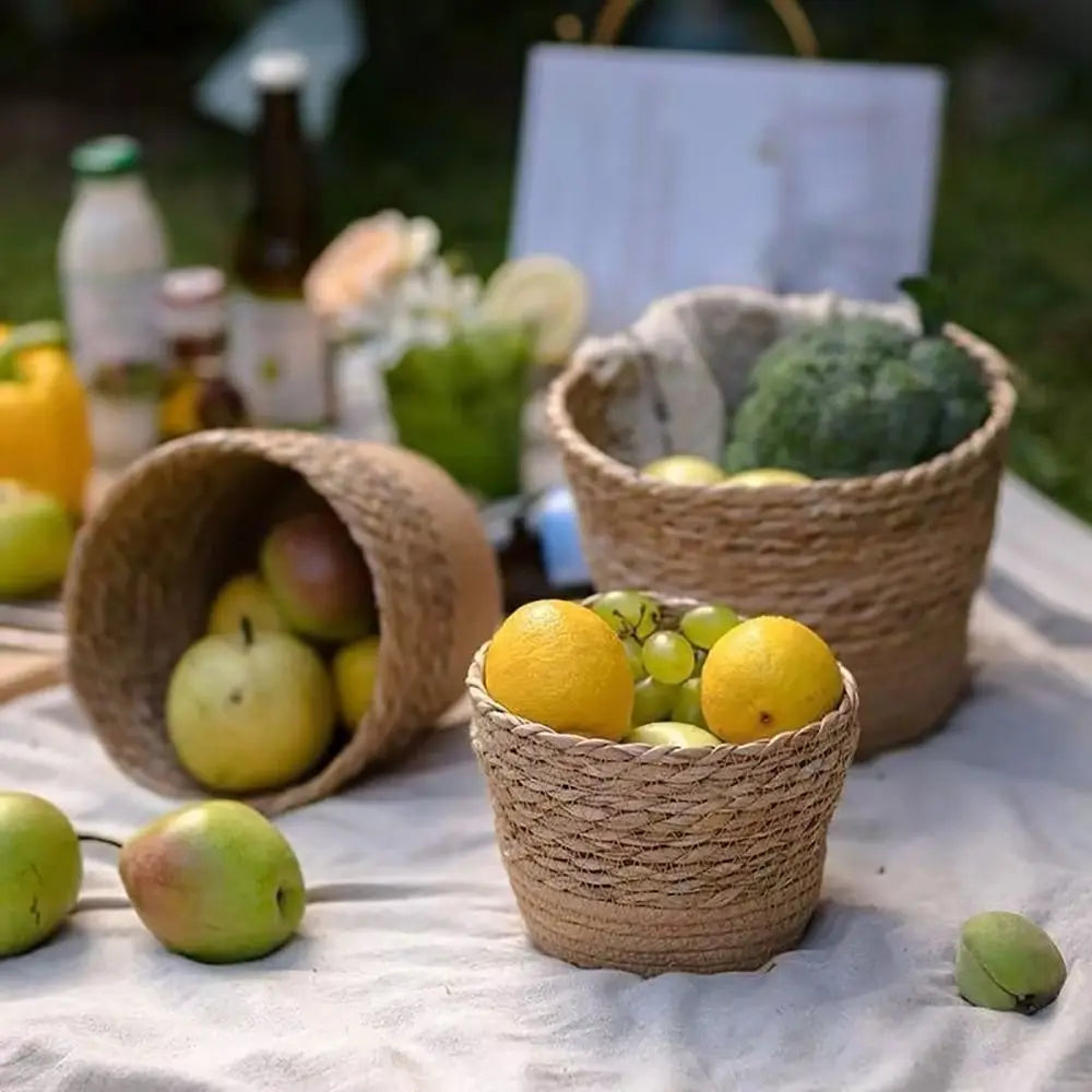 1 pz per giardino terrazze vaso di fiori cestino in rattan paglia fioriera cestino erba intrecciata vaso di fiori mobili decorazione mini/S/M/L