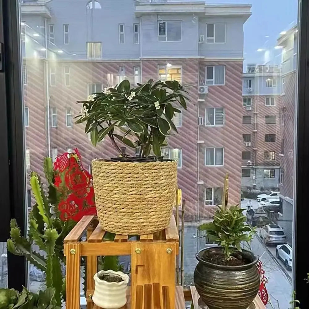 1 pz per giardino terrazze vaso di fiori cestino in rattan paglia fioriera cestino erba intrecciata vaso di fiori mobili decorazione mini/S/M/L