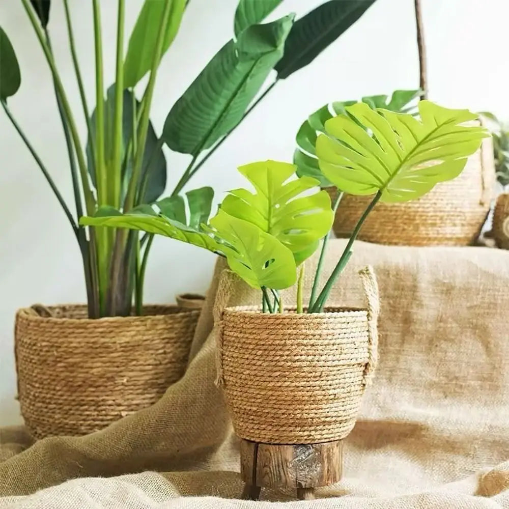 1 pz per giardino terrazze vaso di fiori cestino in rattan paglia fioriera cestino erba intrecciata vaso di fiori mobili decorazione mini/S/M/L