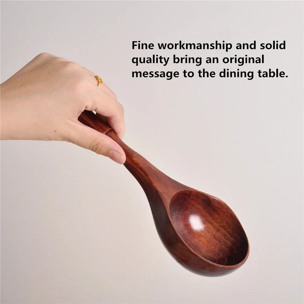 Grandi cucchiai da zuppa in legno, cucchiaio da cucina con manico in bambù, stile giapponese, cucchiaio resistente, mestolo per l'acqua del bagno, stoviglie, utensili da cucina