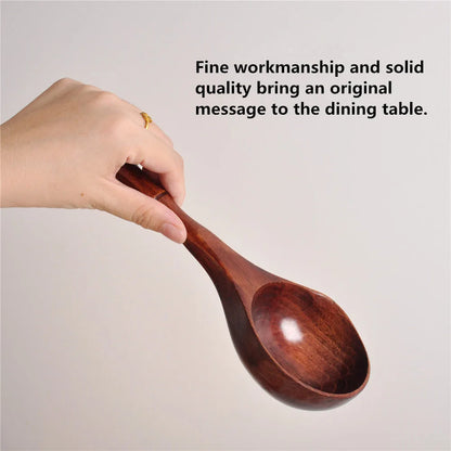 Grandi cucchiai da zuppa in legno, cucchiaio da cucina con manico in bambù, stile giapponese, cucchiaio resistente, mestolo per l'acqua del bagno, stoviglie, utensili da cucina