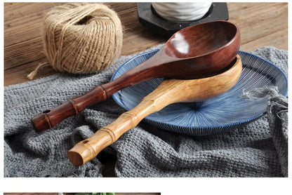 Grandi cucchiai da zuppa in legno, cucchiaio da cucina con manico in bambù, stile giapponese, cucchiaio resistente, mestolo per l'acqua del bagno, stoviglie, utensili da cucina