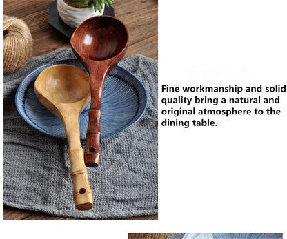 Grandi cucchiai da zuppa in legno, cucchiaio da cucina con manico in bambù, stile giapponese, cucchiaio resistente, mestolo per l'acqua del bagno, stoviglie, utensili da cucina