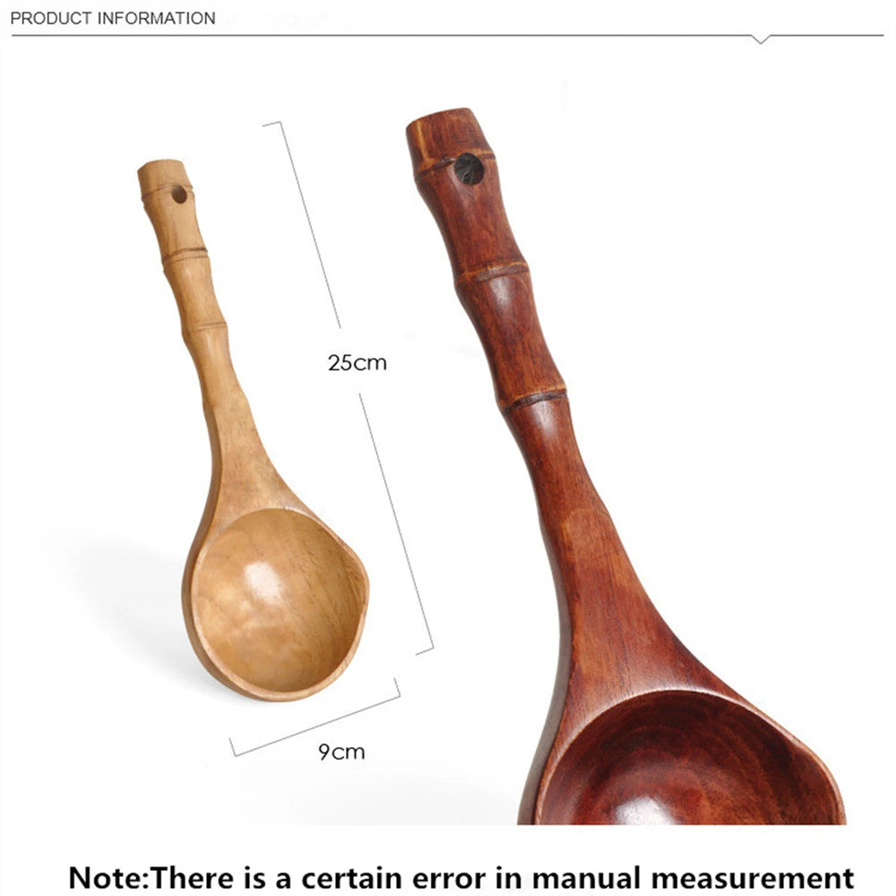 Grandi cucchiai da zuppa in legno, cucchiaio da cucina con manico in bambù, stile giapponese, cucchiaio resistente, mestolo per l'acqua del bagno, stoviglie, utensili da cucina