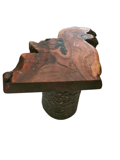 Tavolo angolare in legno di acacia – bordo piatto da 40 cm | Forma naturale, vestibilità intelligente 