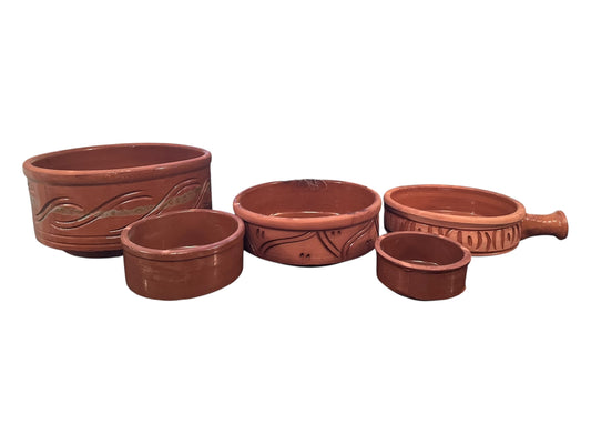 Handcrafted Clay Tagine Set – 5-Piece Traditional Cookware (with Pan)