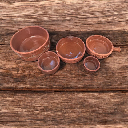 Handcrafted Clay Tagine Set – 5-Piece Traditional Cookware (with Pan)
