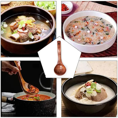 Wooden Serving Spoon Ladle Large Natural Wood Soup Ladle Cooking Utensil Handmade Tableware for Kitchen Restaurant Porridge