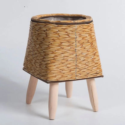 Fashion Rattan Woven Flower Pot Creative Flower Planters With Removable Legs Durable Hand Wove Plant Stand