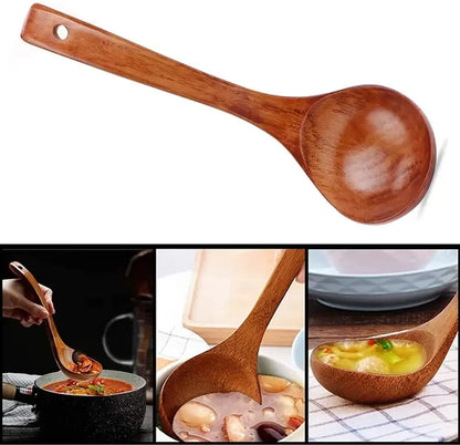 Wooden Serving Spoon Ladle Large Natural Wood Soup Ladle Cooking Utensil Handmade Tableware for Kitchen Restaurant Porridge