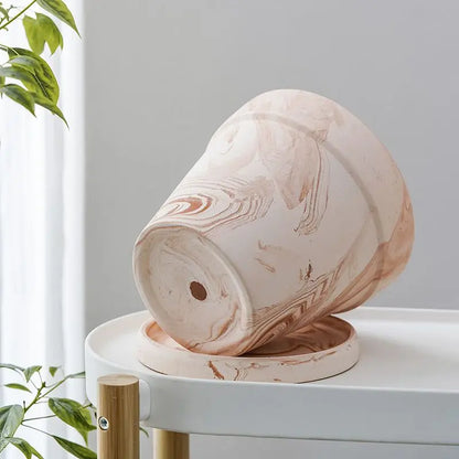Fioriera creativa di grande calibro con vassoio, vaso per fiori in argilla grezza, stile retrò, per soggiorno, giardino, cortile, 1 pezzo