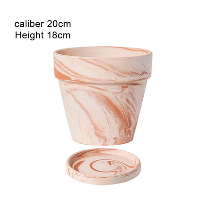 Fioriera creativa di grande calibro con vassoio, vaso per fiori in argilla grezza, stile retrò, per soggiorno, giardino, cortile, 1 pezzo