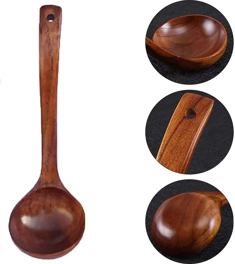 Wooden Serving Spoon Ladle Large Natural Wood Soup Ladle Cooking Utensil Handmade Tableware for Kitchen Restaurant Porridge