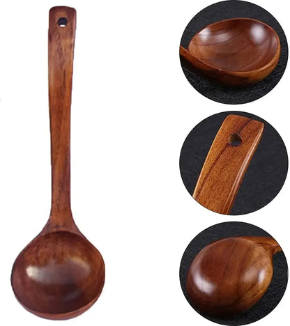 Wooden Serving Spoon Ladle Large Natural Wood Soup Ladle Cooking Utensil Handmade Tableware for Kitchen Restaurant Porridge