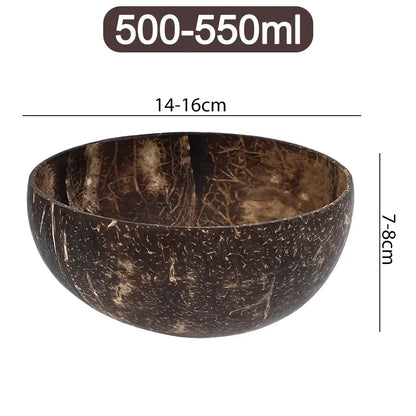 Ciotole in cocco naturale per servire piatti, utensili in legno riutilizzabili, cucchiaio in legno, ciotole in guscio di cocco naturale, set da cucina