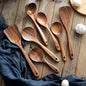 Wood Kitchenware Cooking Set Household Spatula Spoon Set Salad Spoon Fork Stirring Spoon Kitchen Baking Set With storage bucket