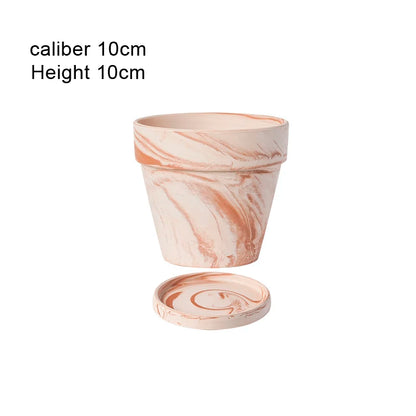 Fioriera creativa di grande calibro con vassoio, vaso per fiori in argilla grezza, stile retrò, per soggiorno, giardino, cortile, 1 pezzo