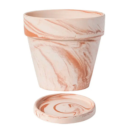 Fioriera creativa di grande calibro con vassoio, vaso per fiori in argilla grezza, stile retrò, per soggiorno, giardino, cortile, 1 pezzo