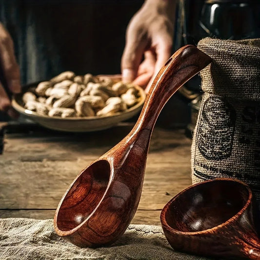 Wooden Soup Spoon Kitchen Bar Supplies Wooden for Honey Drinking Coffee Reusable Brown Handle For Eating Mixing Stirring Cooking
