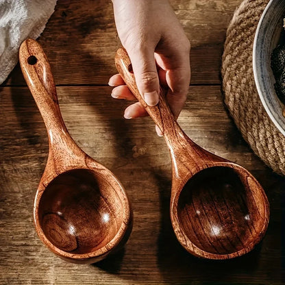 Wooden Soup Spoon Kitchen Bar Supplies Wooden for Honey Drinking Coffee Reusable Brown Handle For Eating Mixing Stirring Cooking