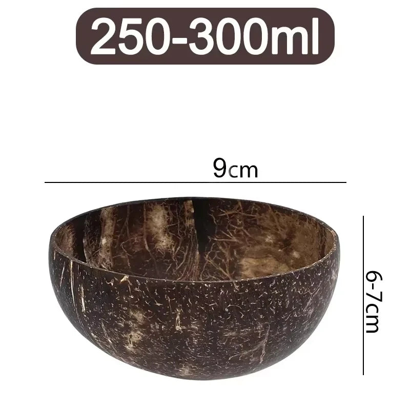 Ciotole in cocco naturale per servire piatti, utensili in legno riutilizzabili, cucchiaio in legno, ciotole in guscio di cocco naturale, set da cucina