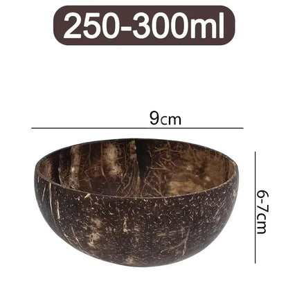 Ciotole in cocco naturale per servire piatti, utensili in legno riutilizzabili, cucchiaio in legno, ciotole in guscio di cocco naturale, set da cucina