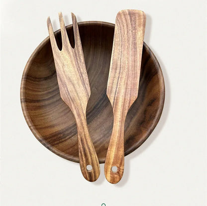 Cucchiaio da cucina in teak naturale, paletta da cucina, spatola in legno, set di utensili antiaderenti per cucinare con ganci per appendere, set di utensili da cucina