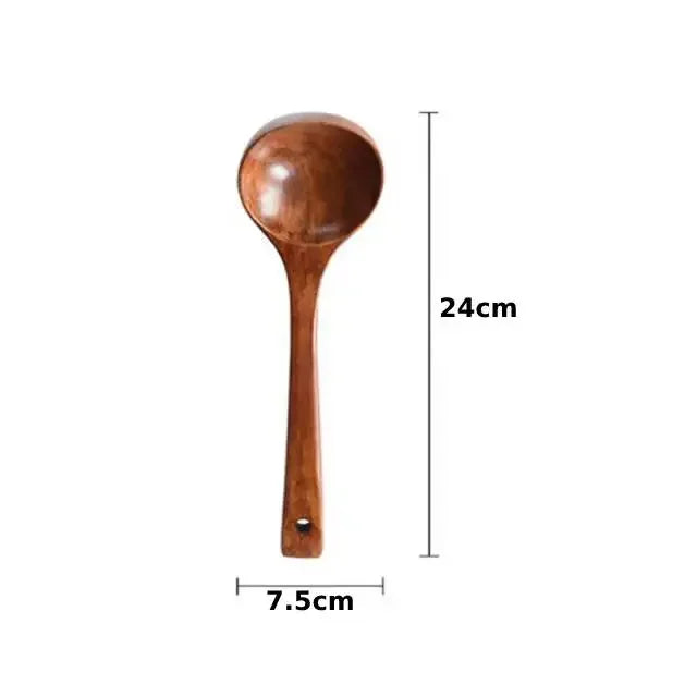 Wooden Serving Spoon Ladle Large Natural Wood Soup Ladle Cooking Utensil Handmade Tableware for Kitchen Restaurant Porridge
